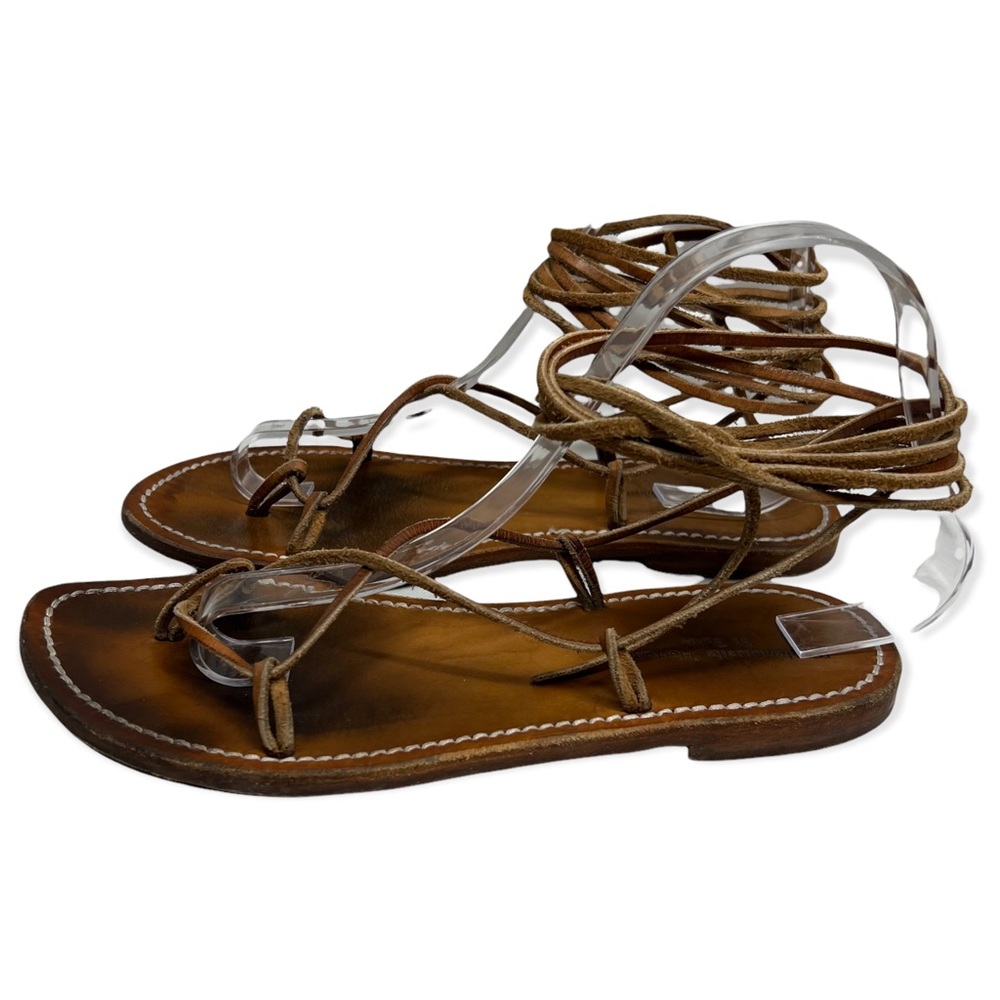 Women's Brown Lace-Up Leather Sandals